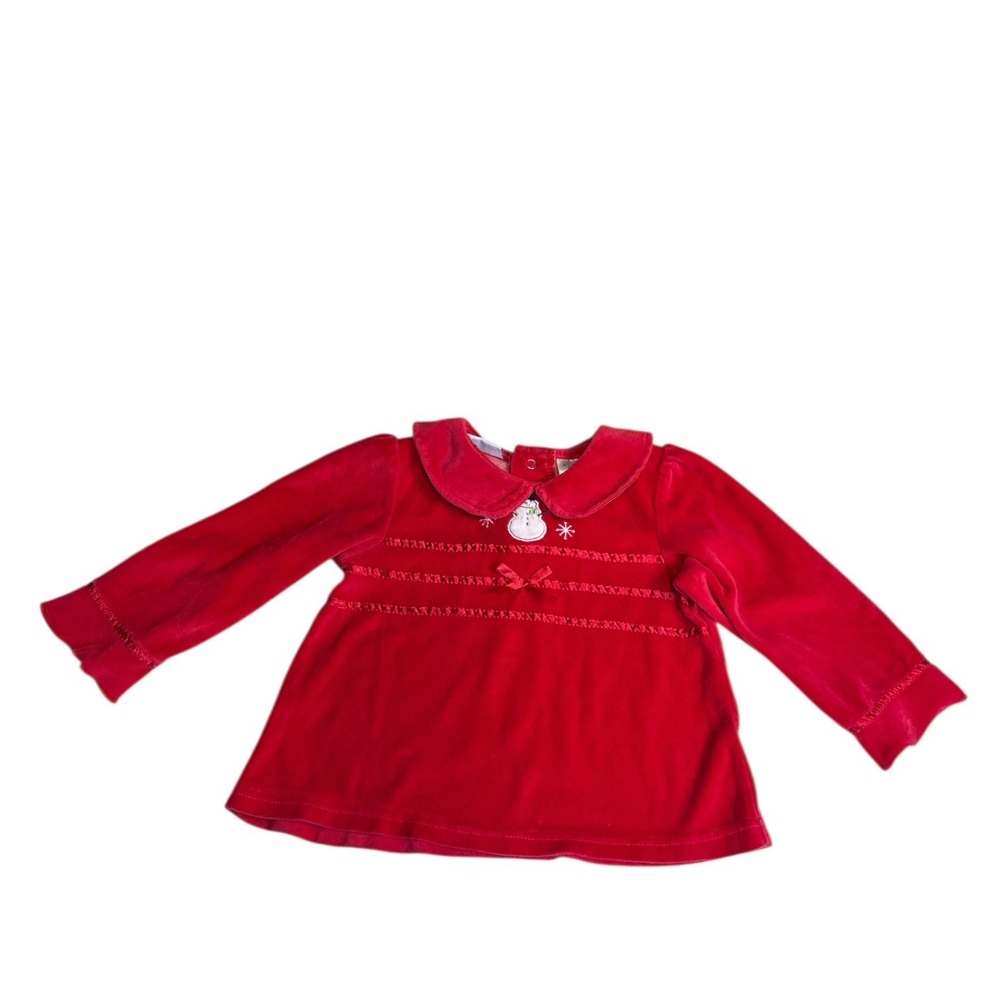 B.T. Kids Girl's Christmas Red Velvet Snowman Outfit 12 Months‎ Holiday Baby
